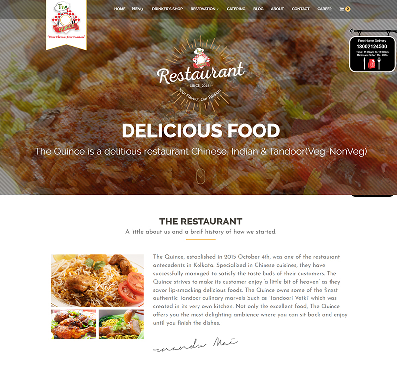 Cafe and Restaurant website design